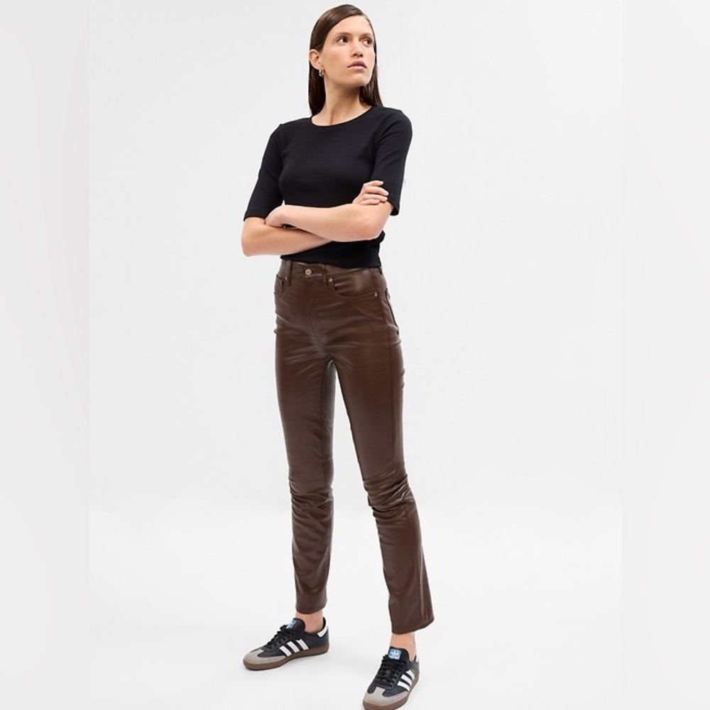Gap Vintage Slim High Rise Faux Leather Pants Women’s Size 27 | 4R in Brown